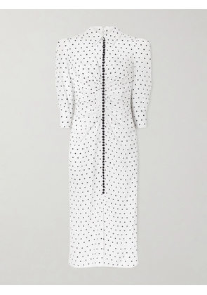 Carolina Herrera - Ruched Polka-dot Silk Crepe De Chine Midi Dress - Ivory - US2,US4,US6,US8,US10