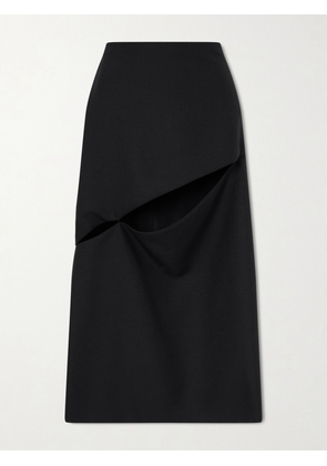 Jil Sander - Cut-out Grain De Poudre Wool And Mohair-blend Midi Skirt - Black - IT36,IT38,IT40,IT42,IT44,IT46