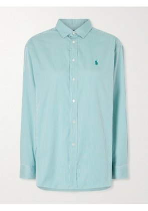 Polo Ralph Lauren - Logo-embroidered Striped Cotton-poplin Shirt - Green - xx small,x small,small,medium,large,x large