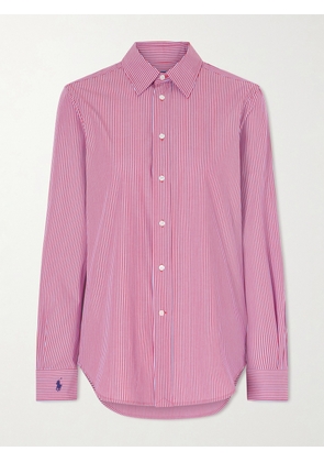 Polo Ralph Lauren - Logo-embroidered Striped Cotton-blend Poplin Shirt - Pink - US00,US0,US2,US4,US6,US8,US10,US12,US14
