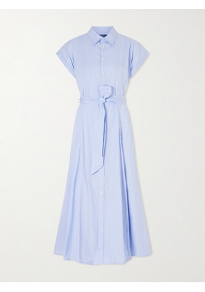 Polo Ralph Lauren - Belted Striped Cotton-poplin Maxi Shirt Dress - Blue - US0,US2,US4,US6,US8,US10,US12