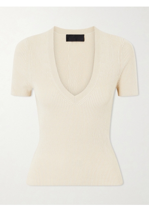 Nili Lotan - Ribbed-knit Cotton And Silk-blend Sweater - Ecru - x small,small,medium,large,x large