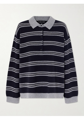 Nili Lotan - Galvez Striped Cashmere Polo Shirt - Blue - x small,small,medium,large,x large