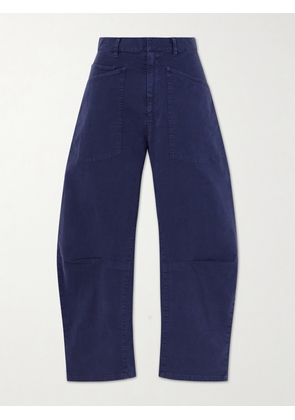 Nili Lotan - Shon Cotton-blend Twill Tapered Pants - Blue - US00,US0,US2,US4,US6,US8,US10,US12