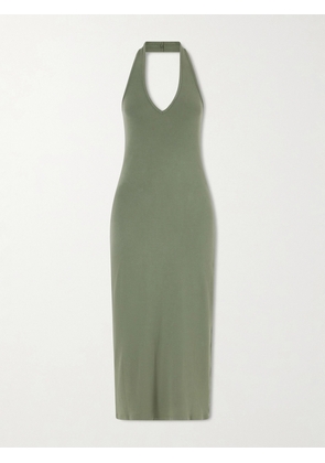 Nili Lotan - Stevie Halter-neck Cotton-jersey Midi Dress - Green - x small,small,medium,large,x large