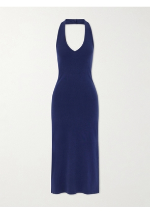 Nili Lotan - Stevie Halter-neck Cotton-jersey Midi Dress - Blue - x small,small,medium,large,x large
