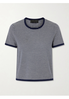 Nili Lotan - Linka Striped Cashmere T-shirt - Blue - x small,small,medium,large,x large