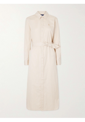 Polo Ralph Lauren - Belted Striped Cotton-poplin Maxi Shirt Dress - Off-white - US0,US2,US4,US6,US8,US10,US12