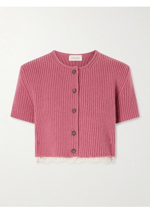 Magda Butrym - Cropped Crochet-trimmed Cashmere Cardigan - Pink - FR 34,FR 36,FR 38,FR 40