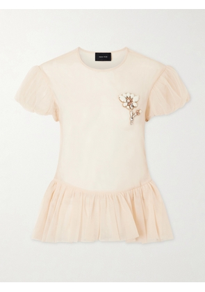 Simone Rocha - Sheer Ballet Peplum Top - Neutrals - UK 4,UK 6,UK 8,UK 10,UK 12,UK 14