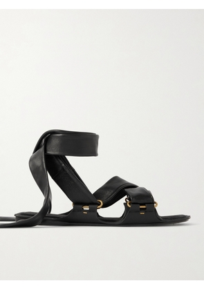 KHAITE - Boden Tie-detailed Leather Sandals - Black - IT35,IT36,IT37,IT38,IT39,IT39.5,IT40,IT40.5,IT41,IT42