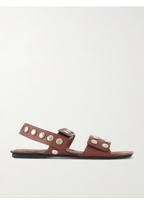 KHAITE - Boden Studded Leather Sandals - Brown - IT35,IT36,IT36.5,IT37,IT37.5,IT38,IT38.5,IT39,IT39.5,IT40,IT40.5,IT41,IT42