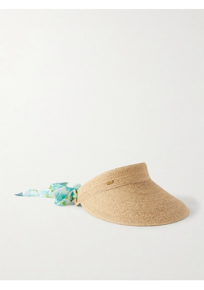 Chloé - Printed Silk-trimmed Woven Raffia Sunhat - Blue - One size