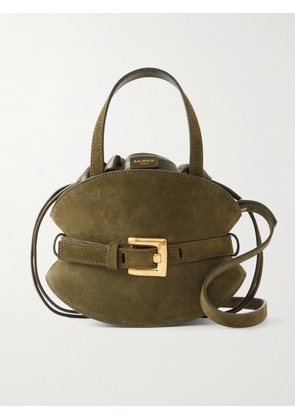 Balmain - Shuffle Mini Suede Shoulder Bag - Green - One size