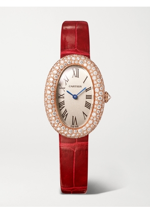 Cartier - Baignoire 36mm Medium 18-karat Rose Gold, Alligator And Diamond Watch - One size