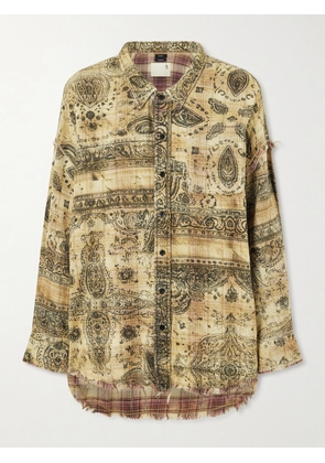 R13 - Frayed Printed Cotton Shirt - Multi - x small,small,medium,large