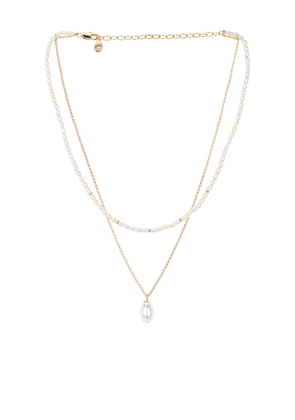 Ettika Pacific Pearl Layered Necklace in Metallic Gold.