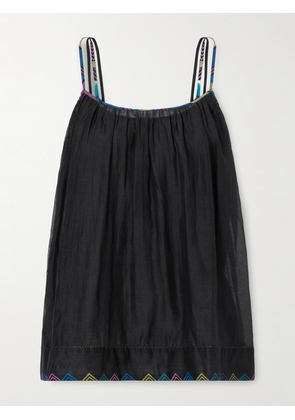 Eka - Gladioli Printed Cotton-silk Blend Top - Black - x small,small,medium,large,x large