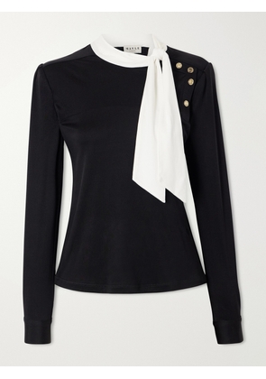 MAISON MAYLE - Desi Tie-detailed Silk Shirt - Black - US0,US2,US4,US6,US8,US10,US12