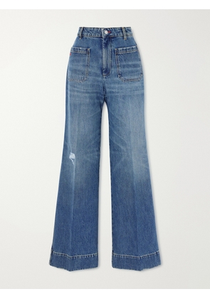 Victoria Beckham - Alina Distressed High-rise Wide-leg Jeans - Blue - 24,25,26,27,28,29,31