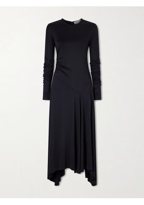 Victoria Beckham - Asymmetric Ruched Midi Dress - Black - UK 6,UK 8,UK 10,UK 12,UK 14,UK 16