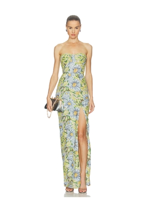 Bronx and Banco Valentina Pailette Veronica Maxi Dress With Slit in Blue,Green. Size L. Also in M, S, XS.