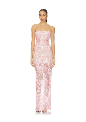 Bronx and Banco Capri Sequin Dahlia Strapless Maxi Dress in Blush. Size L. Also in M, S, XL.