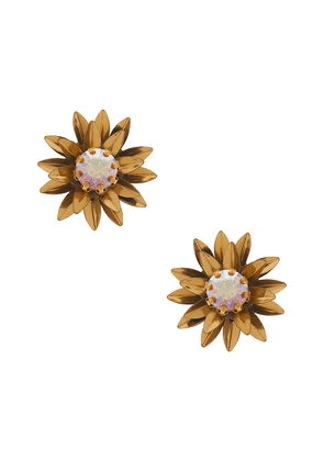 Deepa Gurnani Aretha Earrings in Metallic Gold.