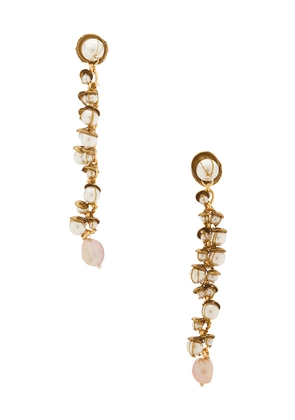 Deepa Gurnani Nani Earrings in Metallic Gold.
