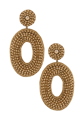 Deepa Gurnani Odeya Earrings in Metallic Gold.
