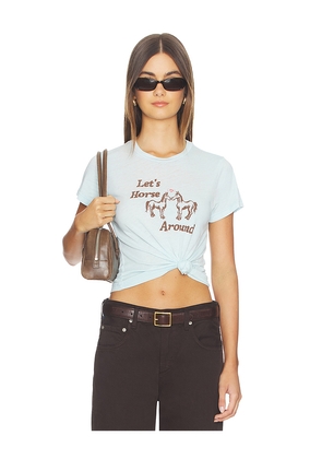 DAYDREAMER Let's Horse Around Burnout Vintage Tee in Baby Blue. Size L. Also in M, S, XL, XS.