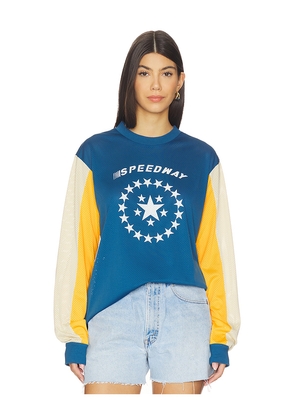 Araminta James Speedway Long Sleeve Tee in Blue,Yellow. Size M. Also in S, XS.