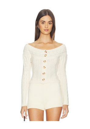 GUIZIO Cosette Off The Shoulder Sweater in Cream. Size L. Also in M, S, XL, XS, XXS.