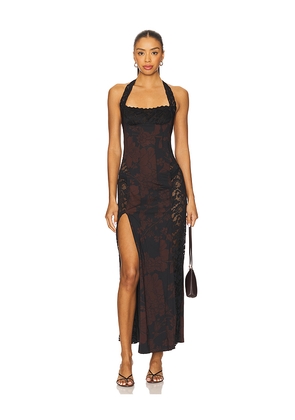 Free People x Intimately FP Love You Most Printed Maxi Dress in Chocolate,Black. Size M. Also in S.
