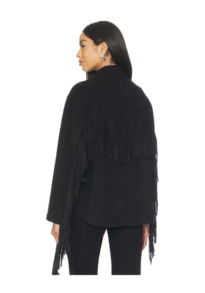 Free People x REVOLVE Fringe Out Faux Suede Shacket in Black. Size M. Also in S.
