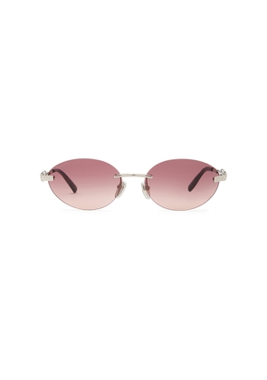 Gucci Oval Sunglasses in Rose,Metallic Silver.