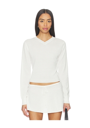 Frankies Bikinis Eli Knit Sweater in White. Size L. Also in M, S, XS.