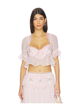 For Love & Lemons Rae Rose Crop Top in Pink. Size L. Also in M, S, XS.