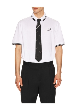 Fred Perry x Kris Van Assche Pique Shirt in White. Size L. Also in M, S, XL/1X.