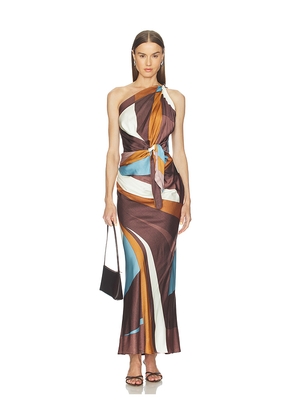 FAITHFULL THE BRAND Sotto Maxi Dress in Brown. Size L. Also in M, S, XS.