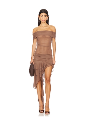 NBD Fernanda High Low Dress in Brown. Size XL. Also in L.