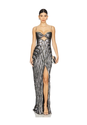 Maria Lucia Hohan Anja Gown in Metallic Silver. Size 36/4. Also in 38/6.