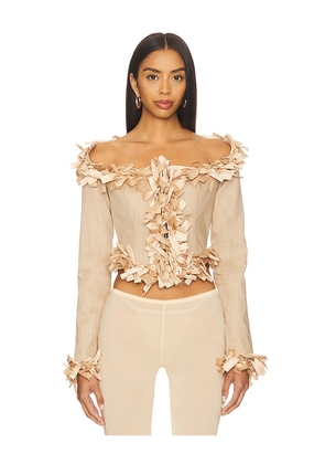 LADO BOKUCHAVA Tied Venom Top in Beige. Size M. Also in XS.