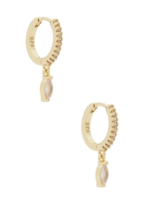 Mazin Jewels Marquise Huggies Earring in Metallic Gold.