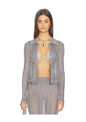 Lovers and Friends Francie Metallic Cardigan in Metallic Silver. Size L. Also in M, S, XS, XXS.
