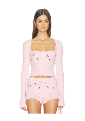 Lovers and Friends Cecilia Floral Embroidered Top in Pink. Size L. Also in M, S, XS, XXS.