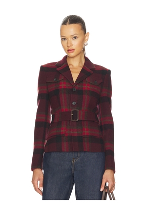 Polo Ralph Lauren Belted Tweed Jacket in Red. Size 6. Also in 4.