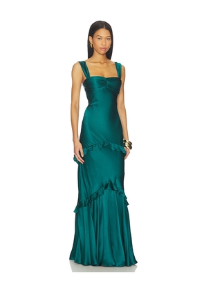 SALONI Selma Long Dress in Teal. Size 0. Also in 8.
