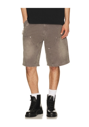 Ryoko Rain Double Knee Carpenter Shorts in Grey. Size 30. Also in 32, 34, 36.
