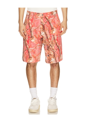 Ryoko Rain Tree Camo Double Knee Oversized Shorts in Pink. Size 30. Also in 32, 34, 36.